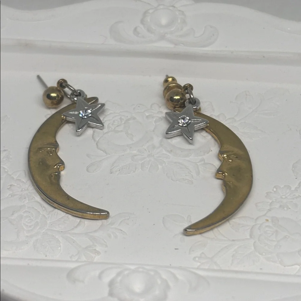 Vintage Avon Starry Night Moon Earrings - Picture 3 of 4